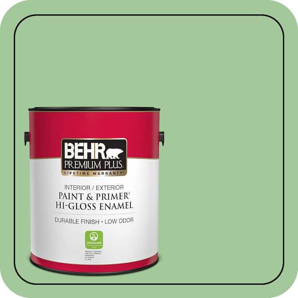 BEHR PREMIUM PLUS 1 gal. #M390-4 Gingko Hi-Gloss Enamel Interior/Exterior Paint & Primer