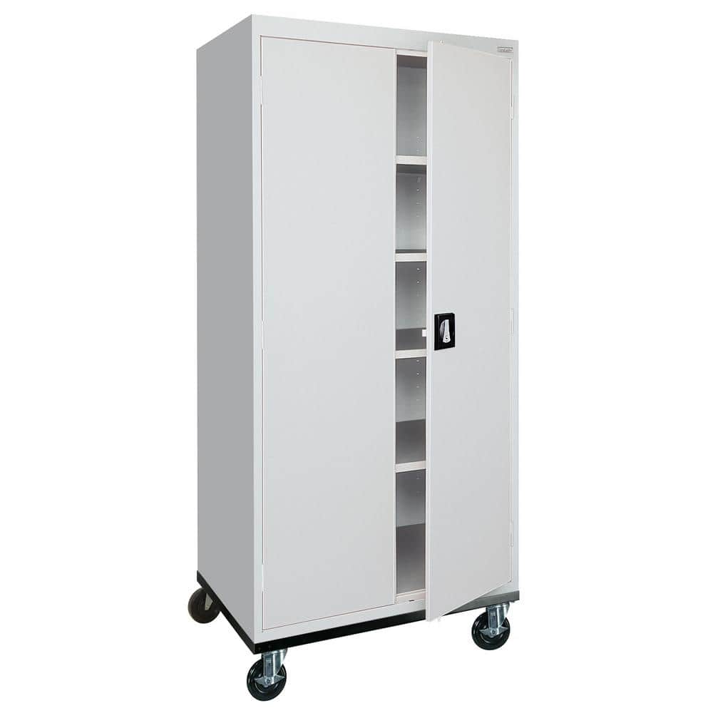 Freestanding Lockable 78" Gray Office Cabinet with Adjustable Shelving