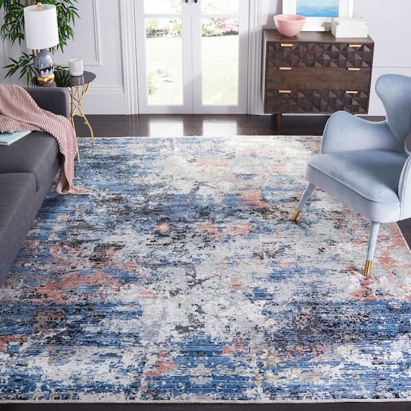 Signature 8 ft. x 10 ft. Ivory/Navy Abstract Area Rug