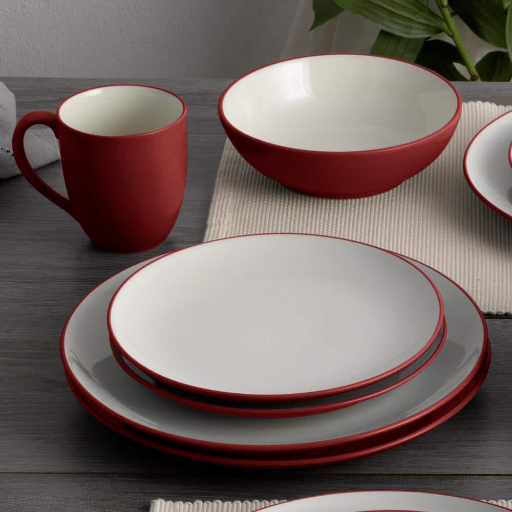 Raspberry Ceramic Coupe Salad Plates, Set of 4