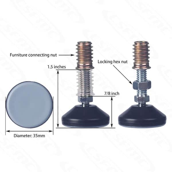 Swivel Levelers - Adjustable Furniture Levelers W/1-1/4 White Nylon Pads & Nickel-Plated - Table Leg Levelers For 1/4-20 Threaded Inserts - Heavy Duty Felt Pads For Angled Legs,Uneven Surfaces & More