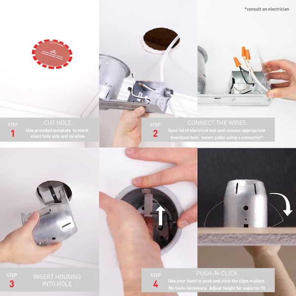 4 in. White Can Recessed Outdoor Baffle Lighting Kit Flood-Light (4-Pack)