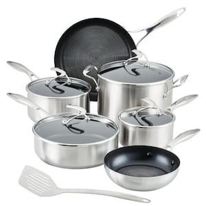 Circulon Stainless 11-Piece Steel Silver Cookware Set with SteelShield Hybrid Stainless and Nonstick Technology