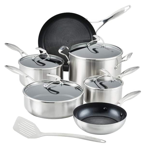 12pc Nonstick Stainless Steel Cookware Set with 6pc Pan Protectors Silver -  Figmint™