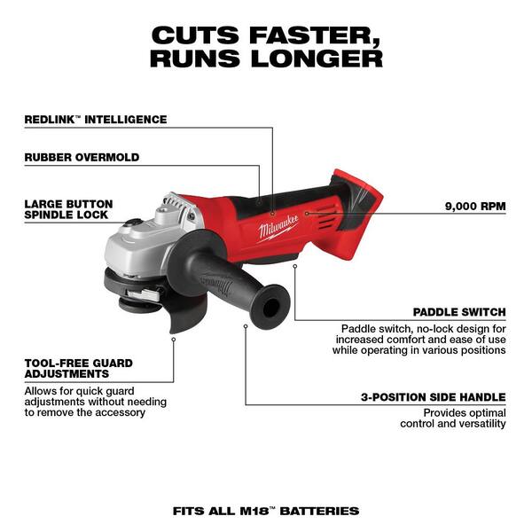 Milwaukee - M18 18V Lithium-Ion Cordless Combo Tool Kit (4-Tool) with Two 3.0 Ah Batteries, 1-Charger, 1-Tool Bag