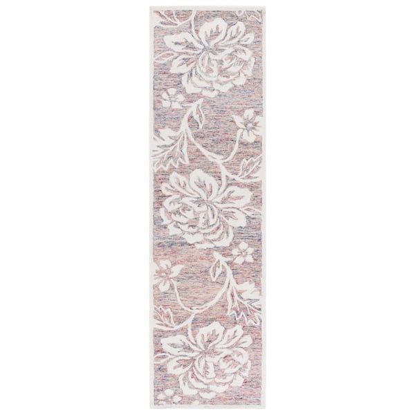 Jardin 2 ft. x 8 ft. Gray/Ivory Distressed Floral Runner Rug