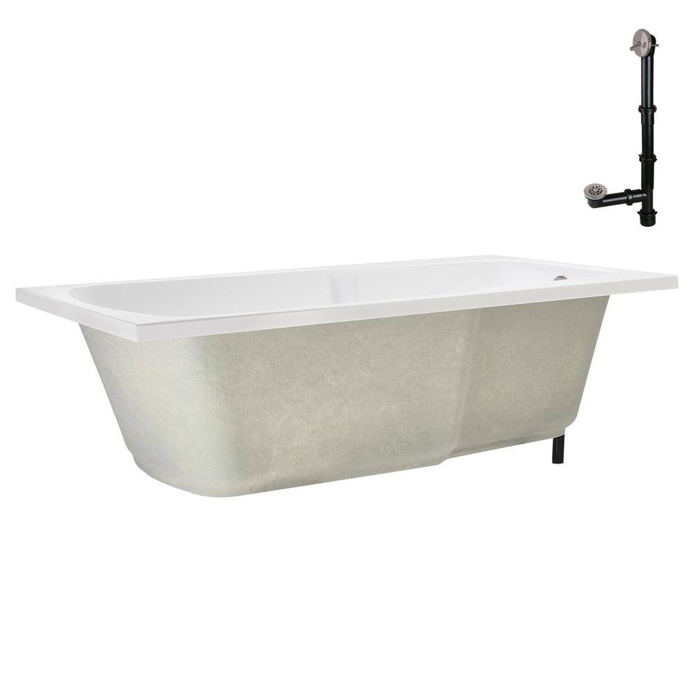 72'' x 36'' Glossy White Acrylic Drop-In Soaking Bathtub