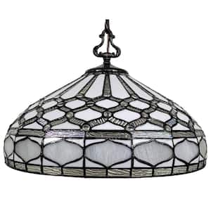 18 in. Tiffany Style 2-Light White Hanging Pendant Lamp