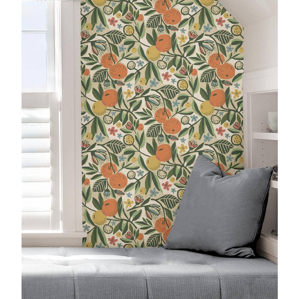 Ochre Clementine Garden Peel and Stick Wallpaper