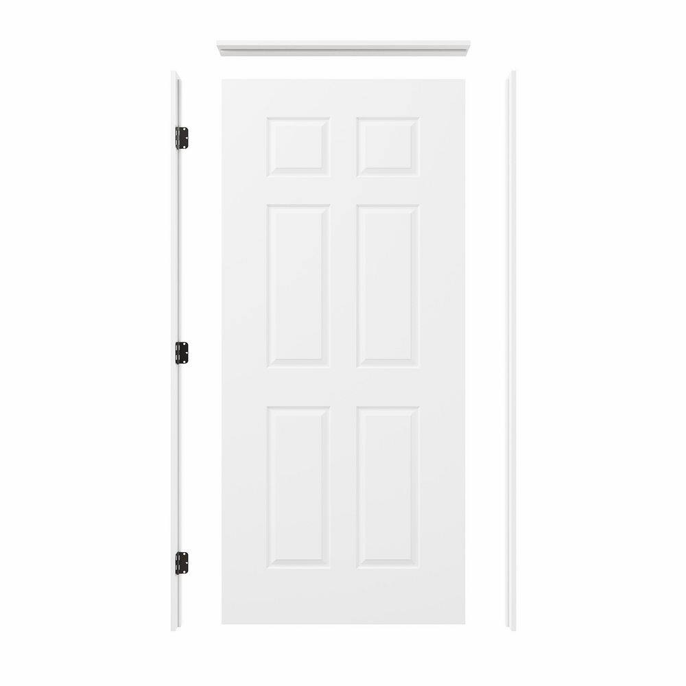 36 in. x 80 in. 6-Panel Right-Handed Painted Solid Core Wood Interior Prehung Door Kit with Quick Assemble Jamb price history on PriceWatchPro
