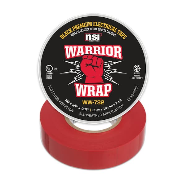 Unbranded WarriorWrap Premium 3/4 in. x 66 ft. 7 mil Vinyl Electrical Tape, Red