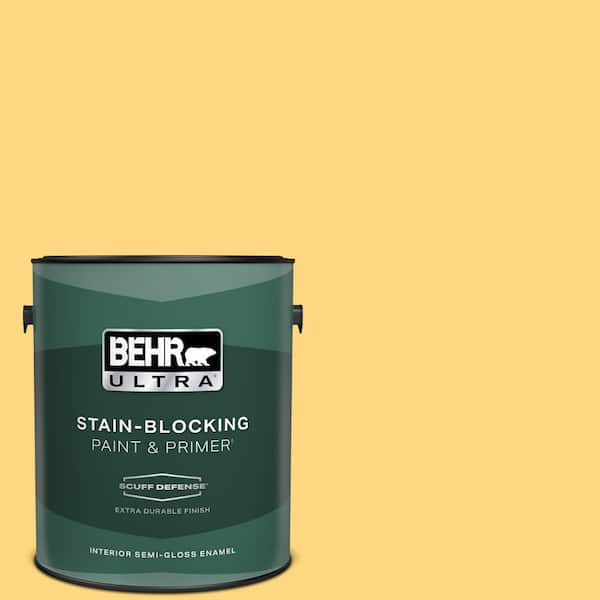 BEHR ULTRA 1 gal. #320B-5 Zinnia Gold Extra Durable Semi-Gloss Enamel Interior Paint & Primer