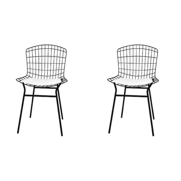 Manhattan Comfort Madeline Black and White Chair (Set of 2)
