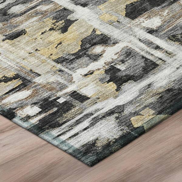 Chantille Machine Washable Indoor/Outdoor Abstract ACN2928 Black 10 ft. x 14 ft. Area Rug