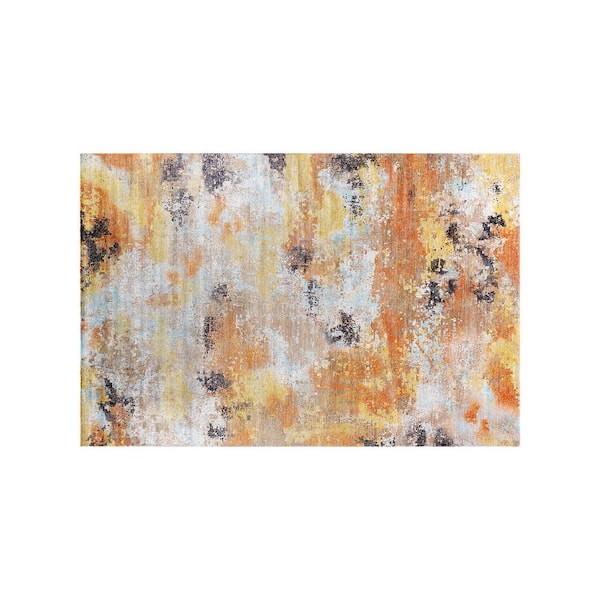 Beverly Rug Ocean Abstract Orange 2 ft. x 3 ft. Non-Slip Rubber Back Indoor Area Rug