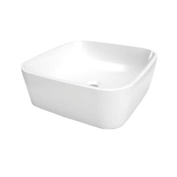 HELVEX Santorini 15.7 in. Square Vessel Sink in White
