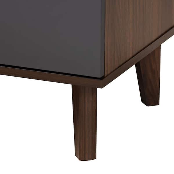 Baxton Studio Moina 63 in. Walnut and Grey Wood TV Stand Fits 70