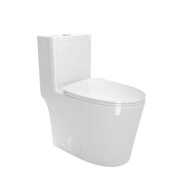1.1/1.6 GPF 1-Piece Elongated Dual Flush Toilet in White with Soft Close Seat, CUPC Certified, WaterSense Cetified
