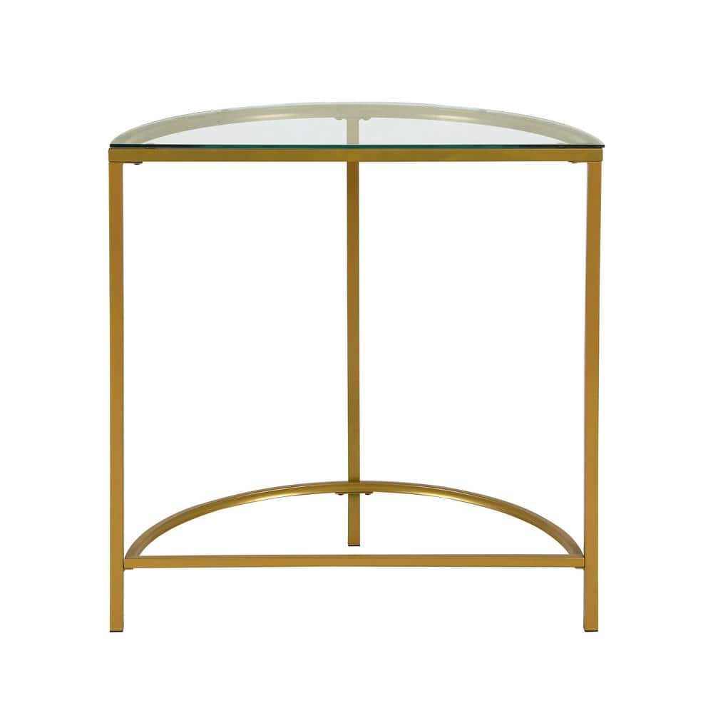 Fenice Gold Metal and Glass Demilune Console Table