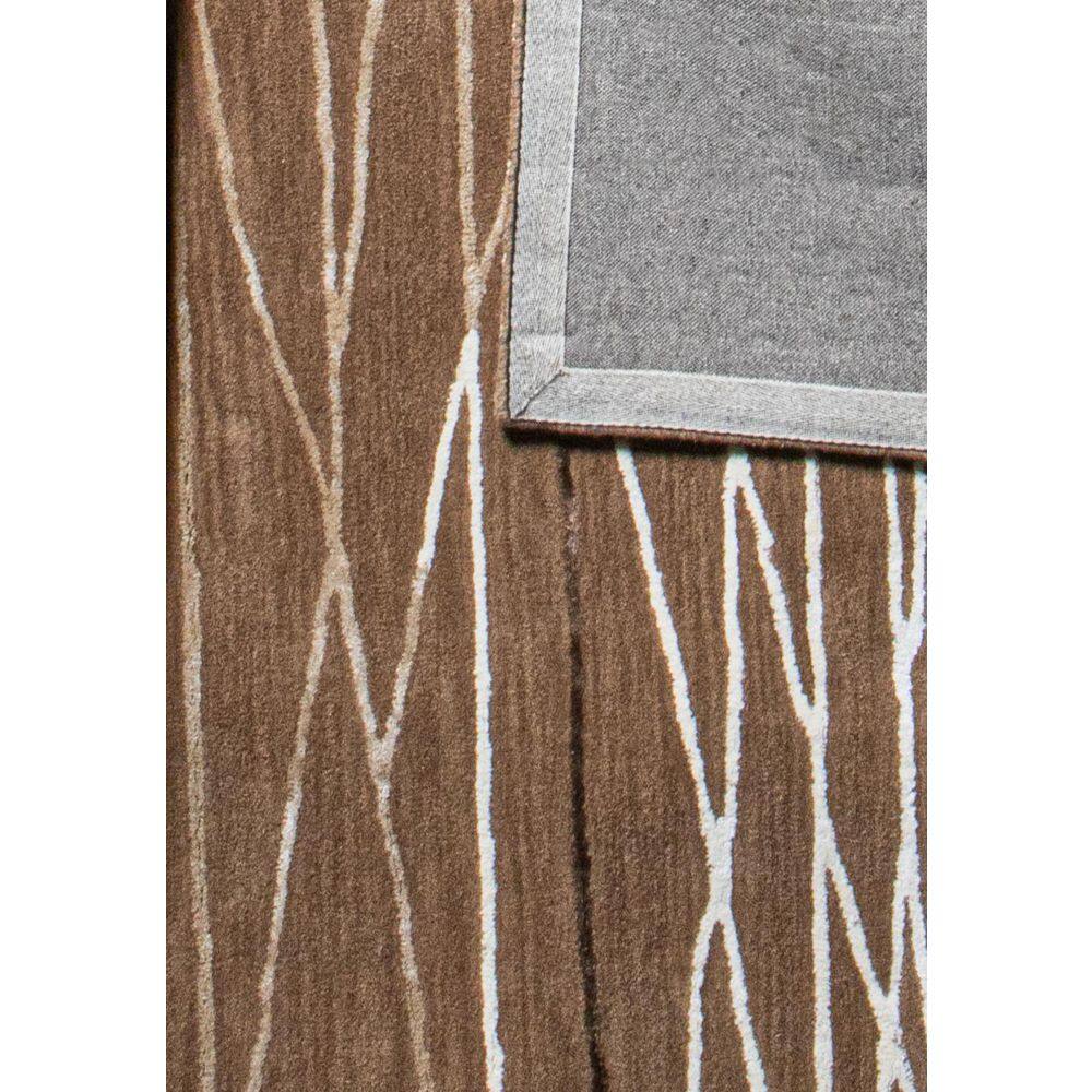 Handmade Round Brown and White Wool Abstract Rug