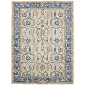 Romania Pecos Blue 2 ft. x 3 ft. Floral Wool Area Rug