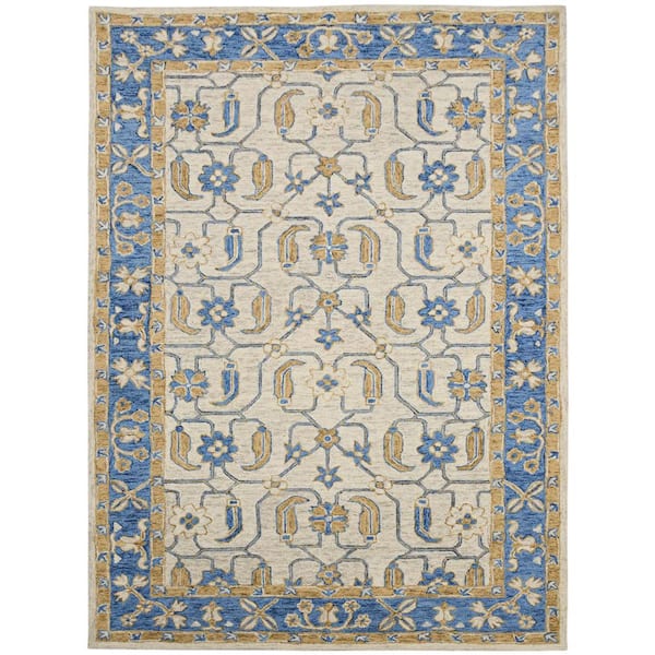 Amer Rugs Romania 2 ft. X 3 ft. Blue Floral Area Rug