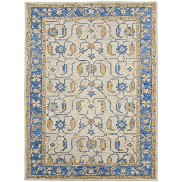 Amer Rugs Romania 2 x 3 Royal Blue Floral Pattern Area Rug for High Traffic Living Room Dining Room Bedroom