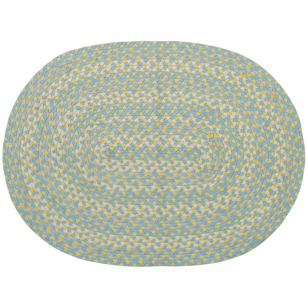 Park Designs 32 in. x 42 in. Blue and Yellow Cottage Braided Oval Rug