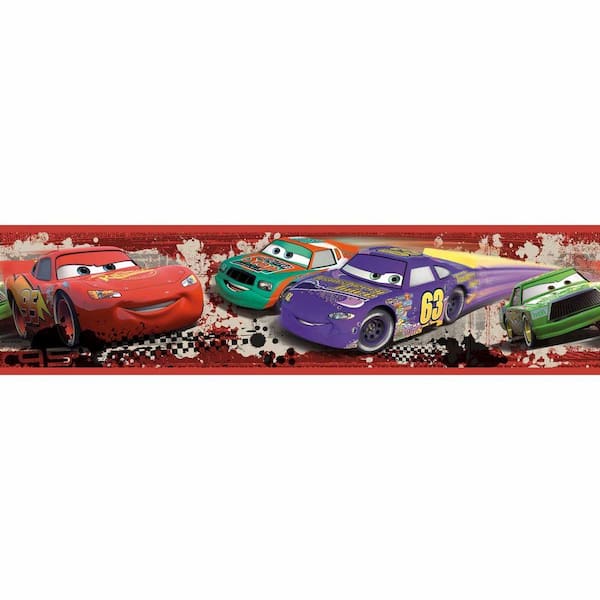 RoomMates Cars Piston Cup Racing Peel and Stick Wallpaper Border Red Wallpaper Border