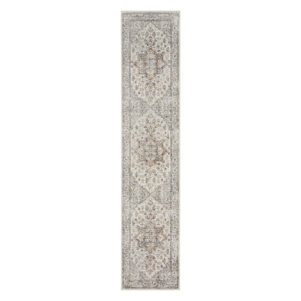 2 ft. x 8 ft. Gray Oriental Washable Area Rug