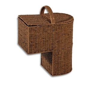 15.25 in. Paper Rope Wicker Storage Stair Basket with Handle