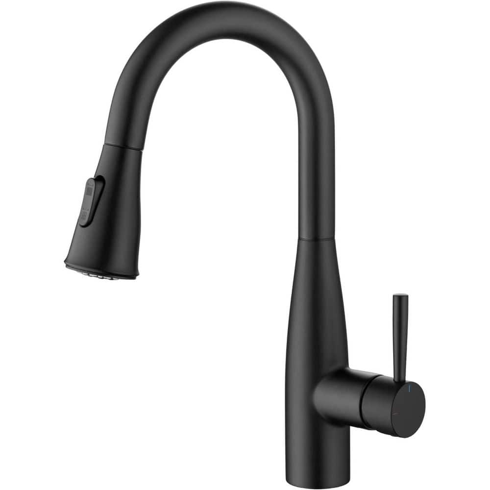 14.5 in. H Single Hole 1.8 GPM Pull Down Sprayer Kitchen Faucet with 360° Spout Swivel in Matte Black price history on PriceWatchPro