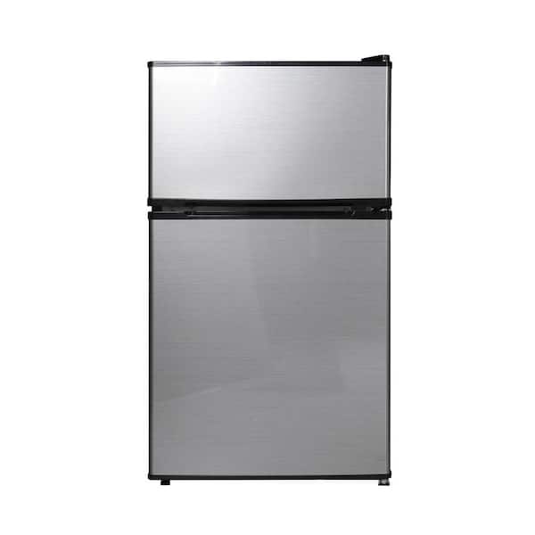 Midea 3.1 cu. ft. Double Door Mini Refrigerator/Freezer in Stainless Steel