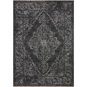 Vance Black/Dove 2 ft. 7 in. x 8 ft. Traditional Fringed Runner Rug