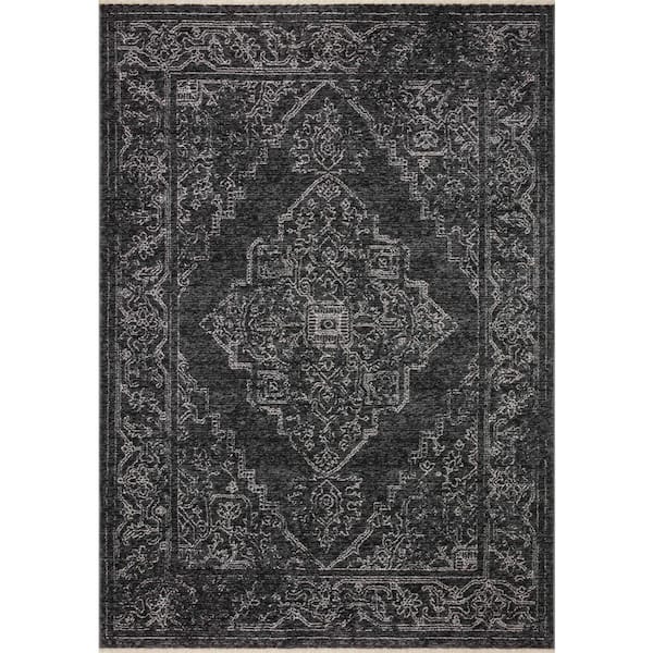LOLOI II Vance Black/Dove 11 ft. 6 in. x 15 ft. 7 in. Traditional Fringed Area Rug