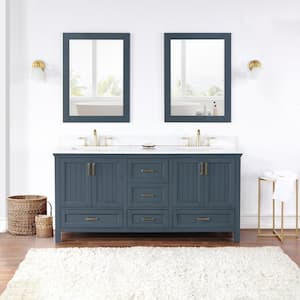 Isla 72 in.W x 22 in.D x 34.5 in. H Double Sink Bath Vanity in Classic Blue with Composite Top in White and Mirrors