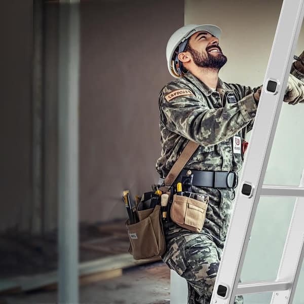 Folding Ladder 7-in-1 Tall Extension Step Ladder a Frame 4-Step Telescoping Ladder 15.5 ft. Reach Height Multi-Position