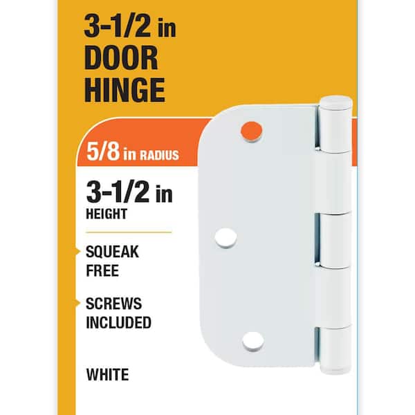 3-1/2 in. x 5/8 in. Radius White Squeak-Free Door Hinge