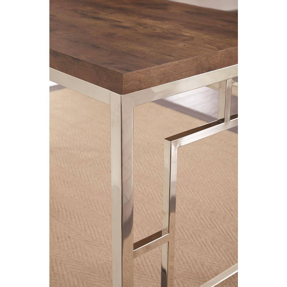 Alize 47" Brown Faux Wood and Chrome Home Office Desk