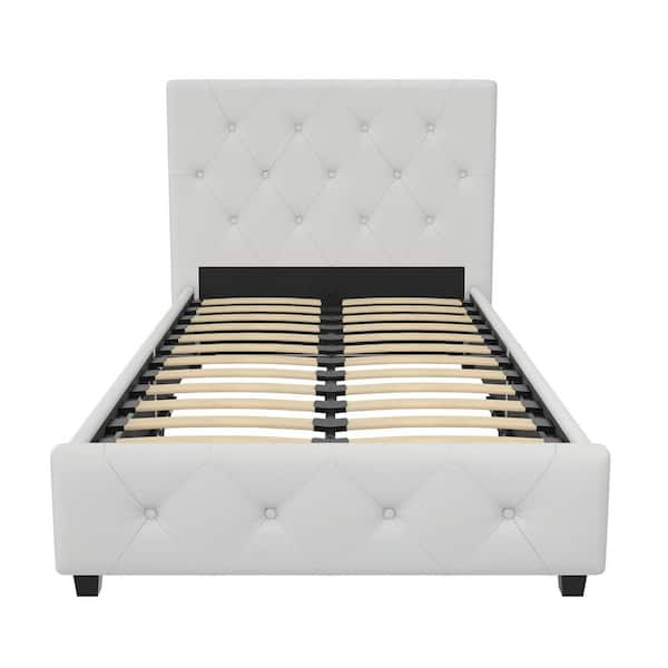 Unbranded Dean White Faux Leather Upholstered Twin Bed