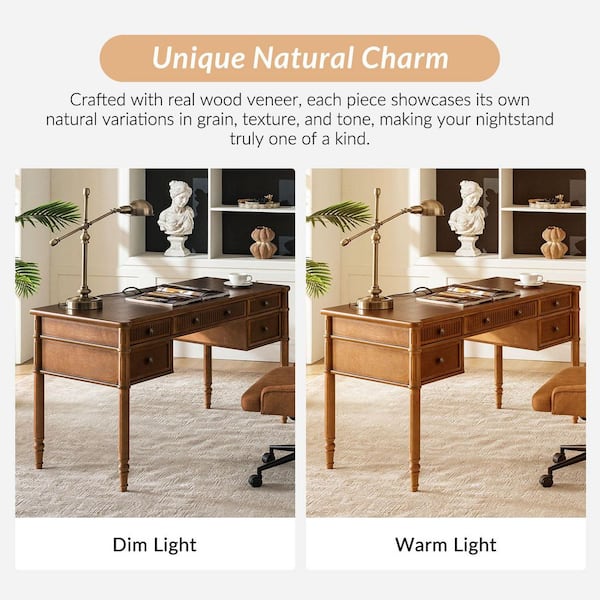 JAYDEN CREATION Roland 55 in. Rectangular Walnut Desk with