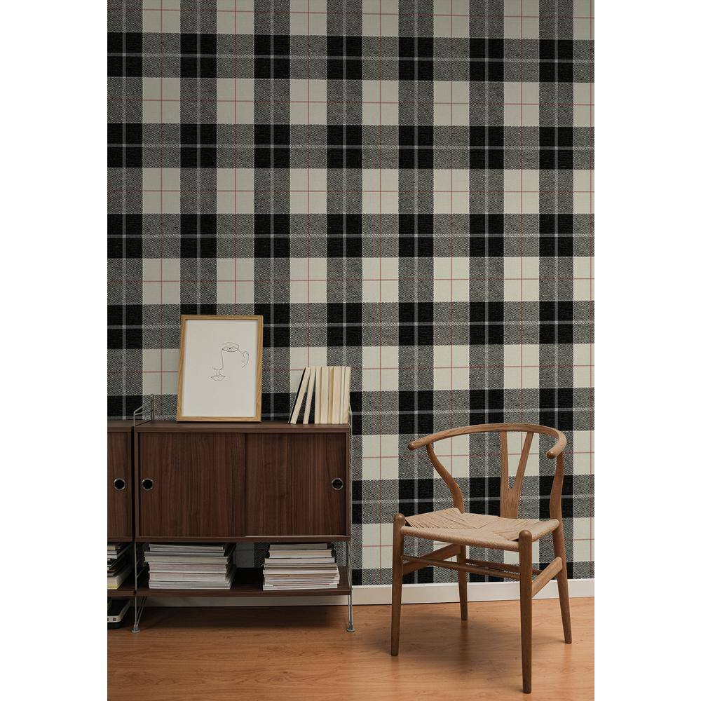 Blacksmith & Red Plaid Vinyl Peel and Stick Wallpaper Roll
