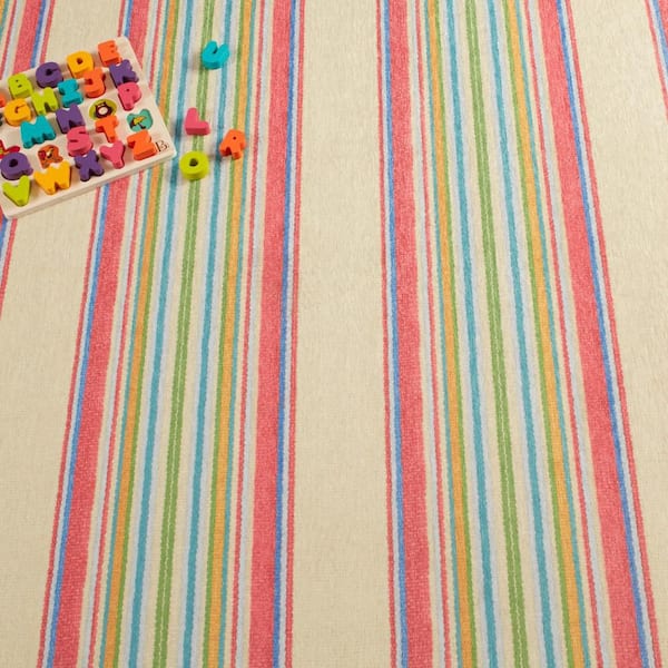 Cady Stripe Machine Washable Multi 8 ft. x 10 ft. Indoor Area Rug
