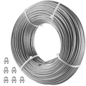 500 ft. x 1/8 in. Steel Cable 7x7 Construction Aircraft Wire 1760 lbs. Load with Cable Clamp for Railing Decking Lifting