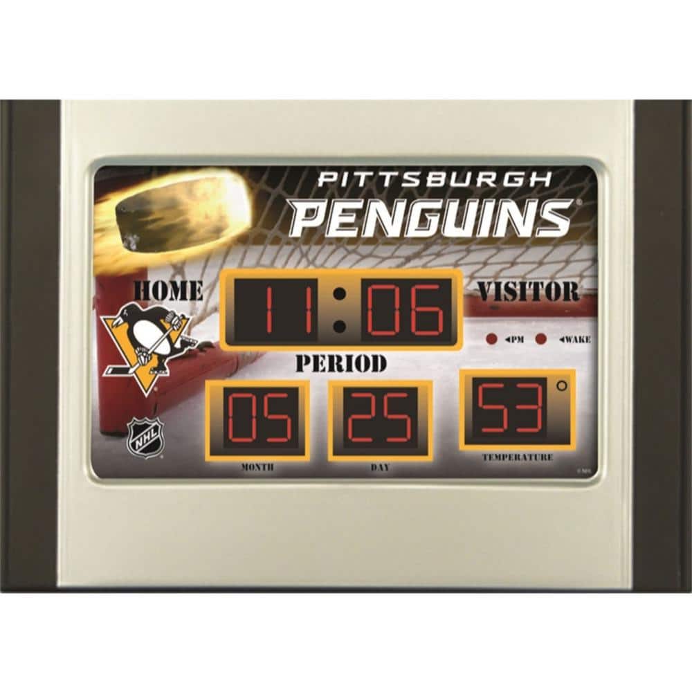Team Sports America Pittsburgh Penguins NHL MultiColor Scoreboard Alarm Clock0128916B The