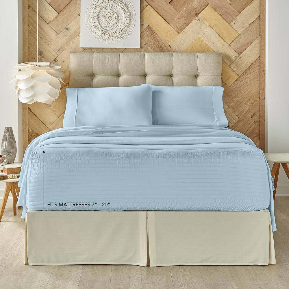 Light Blue California King Cotton-Polyester Sheet Set