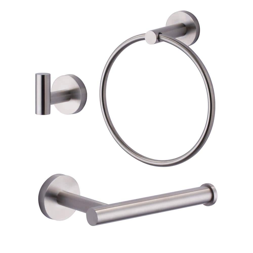 3 -Piece Bath Hardware Set with Mounting Hardware with Towel Ring, Toilet Paper Holder, and Towel Hook in Brushed Nickel price history on PriceWatchPro