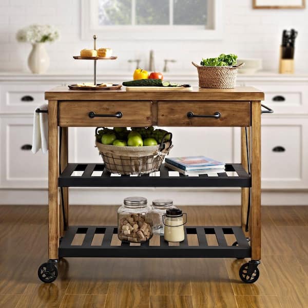 Roots Rack Industrial Natural Kitchen Cart with Towel Rack