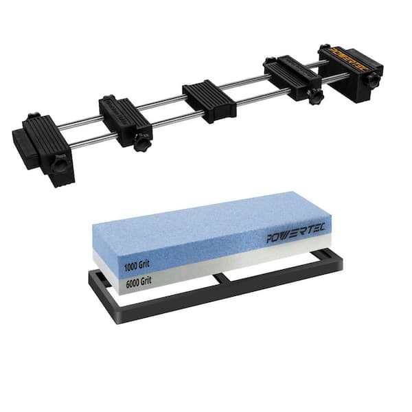 Sharpening Stone and Holder Set Sink Bridge Stone Holder w/ Dual Sided 1000/6000 Grit Whetstone and Non-Slip Rubber Base