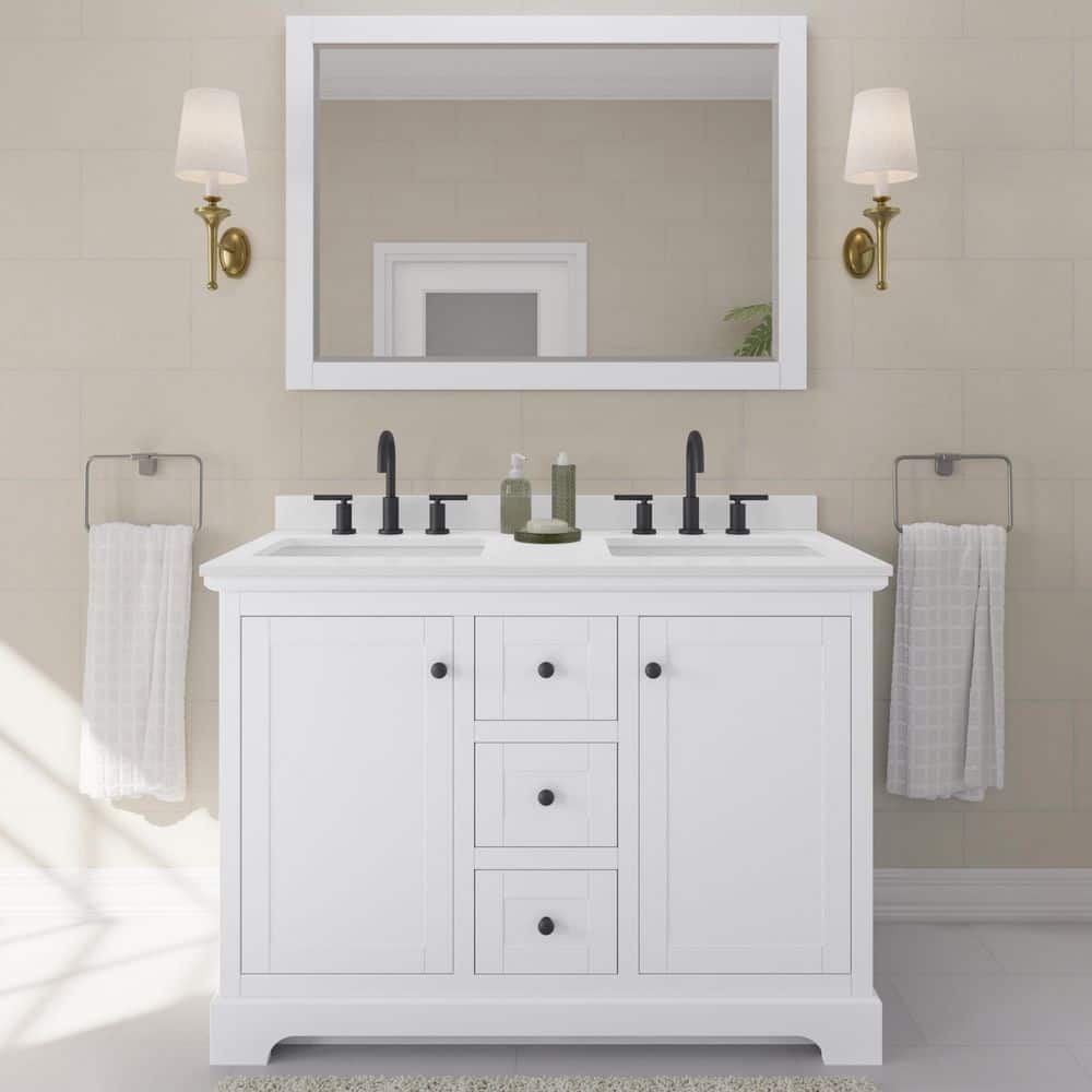 Avery 48 in. W x 22 in. D x 35 in. H Double Bath Vanity in White with White Quartz Top price history on PriceWatchPro